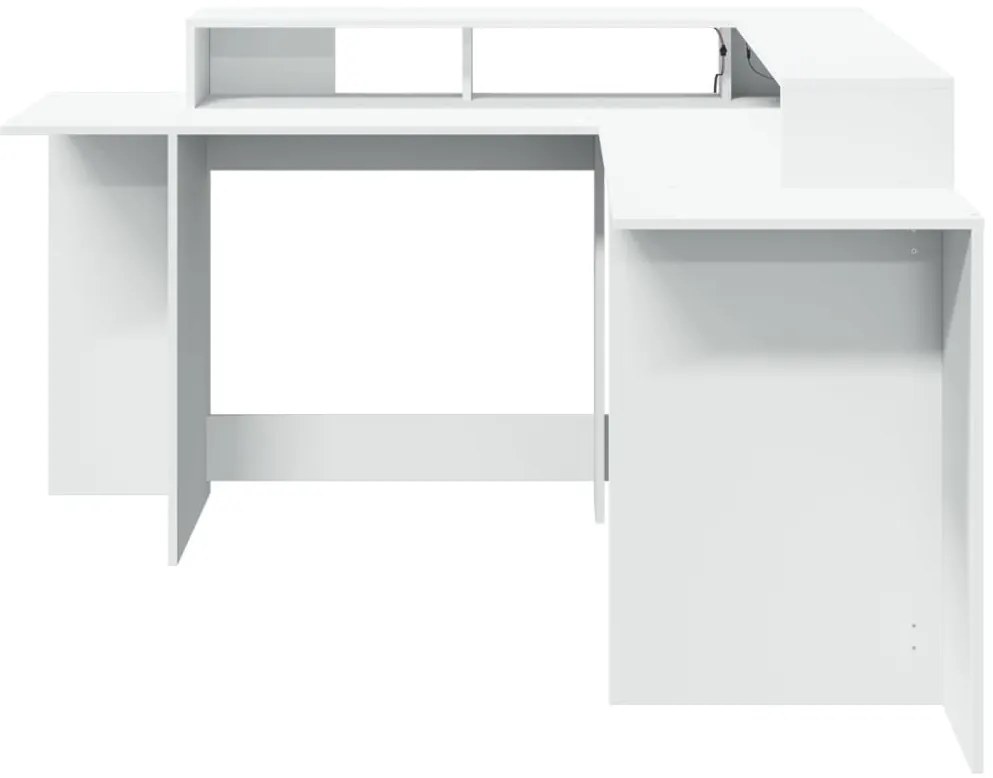 fehér szerelt fa íróasztal LED-világítással 152 x 152 x 91 cm