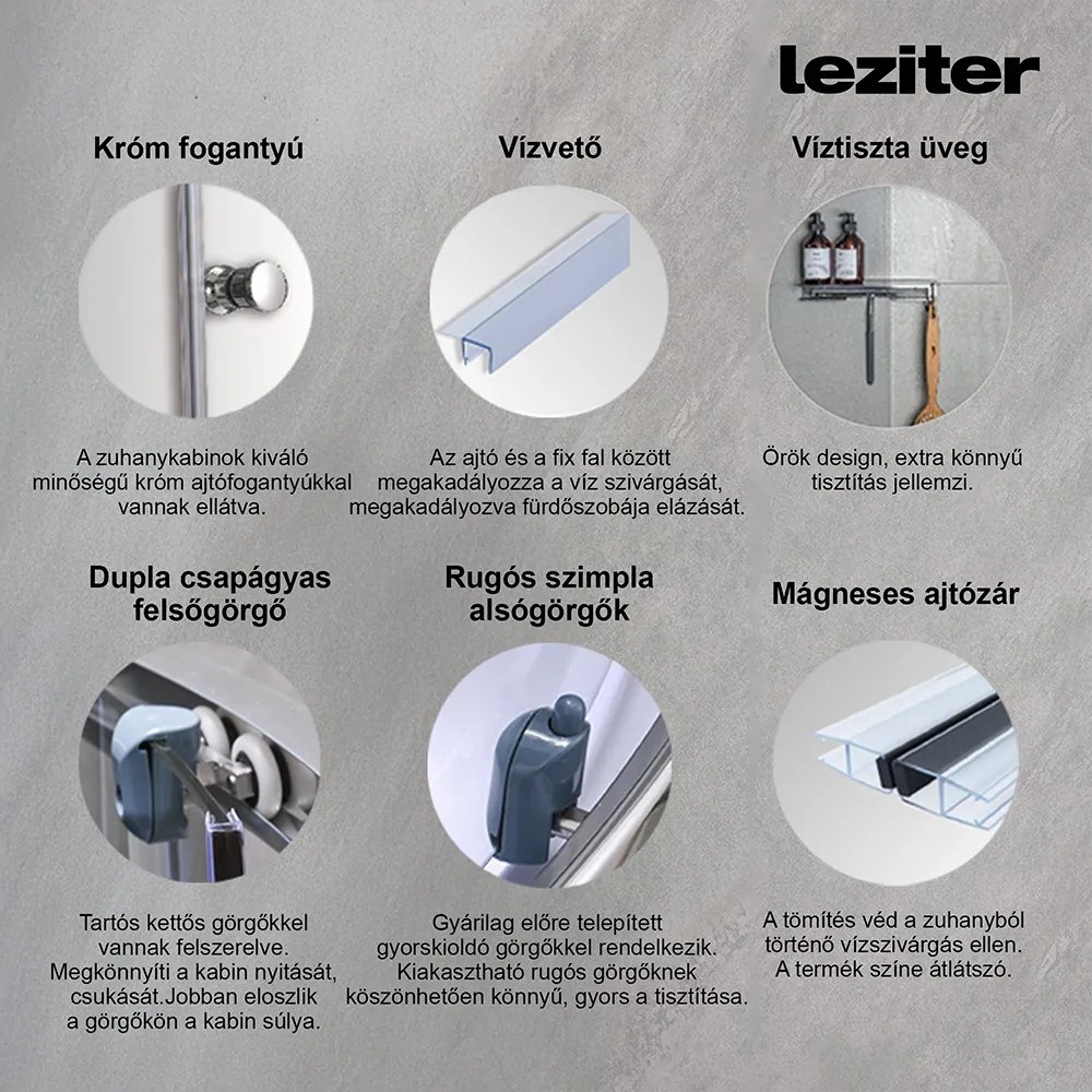 Lia hidromasszázs zuhanykabin jobbos beépítési oldallal