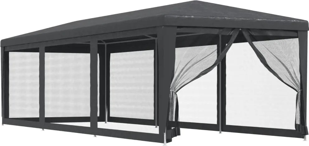 vidaXL antracit HDPE rendezvénysátor 8 hálós oldalfallal 3x9 m