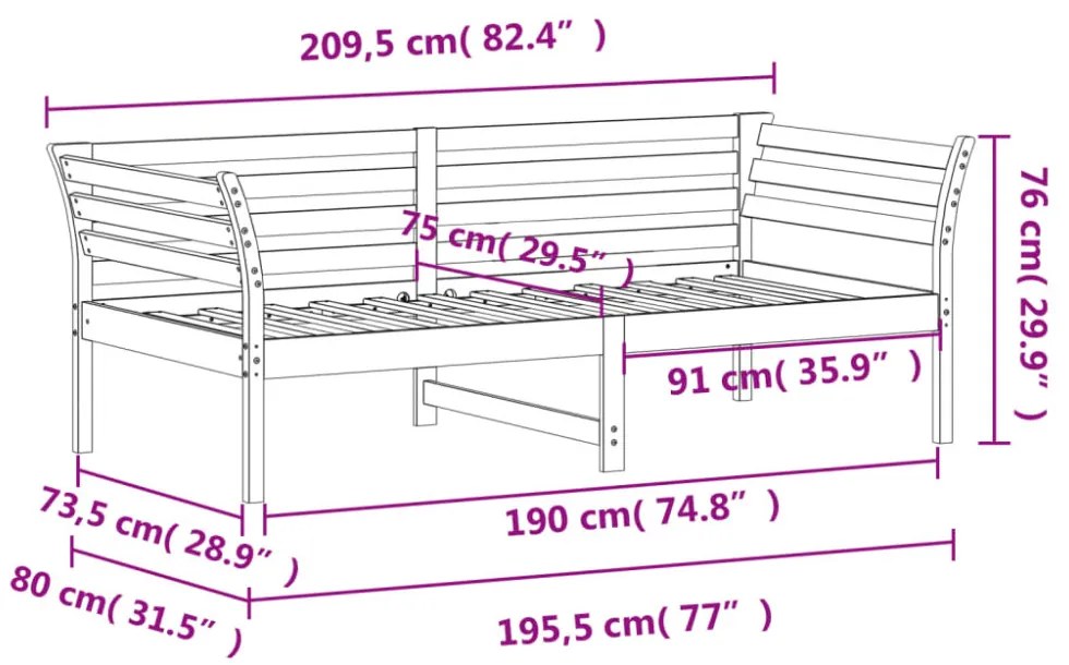 kanapéágy ágy matrac viaszbarna 75x190 cm tömör fa fenyőfa