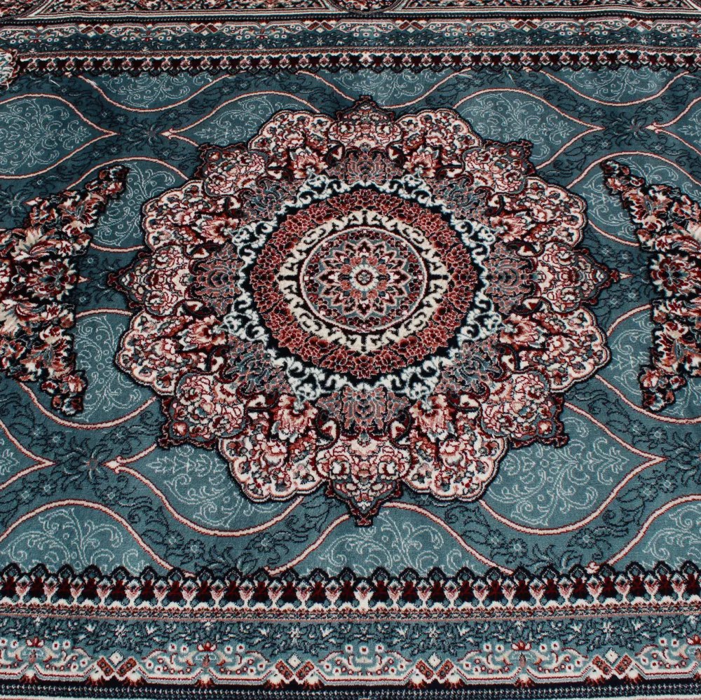 Gépi perzsa szőnyeg türkiz kék Tabriz 200x300 klasszikus nappali szőnyeg