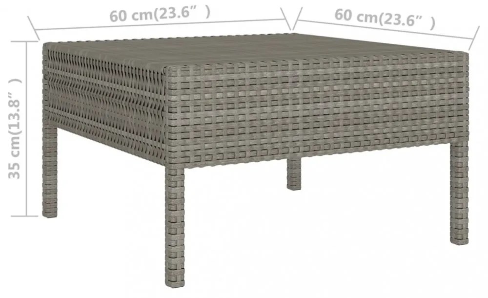 vidaXL 7 részes szürke polyrattan kerti ülőgarnitúra párnákkal