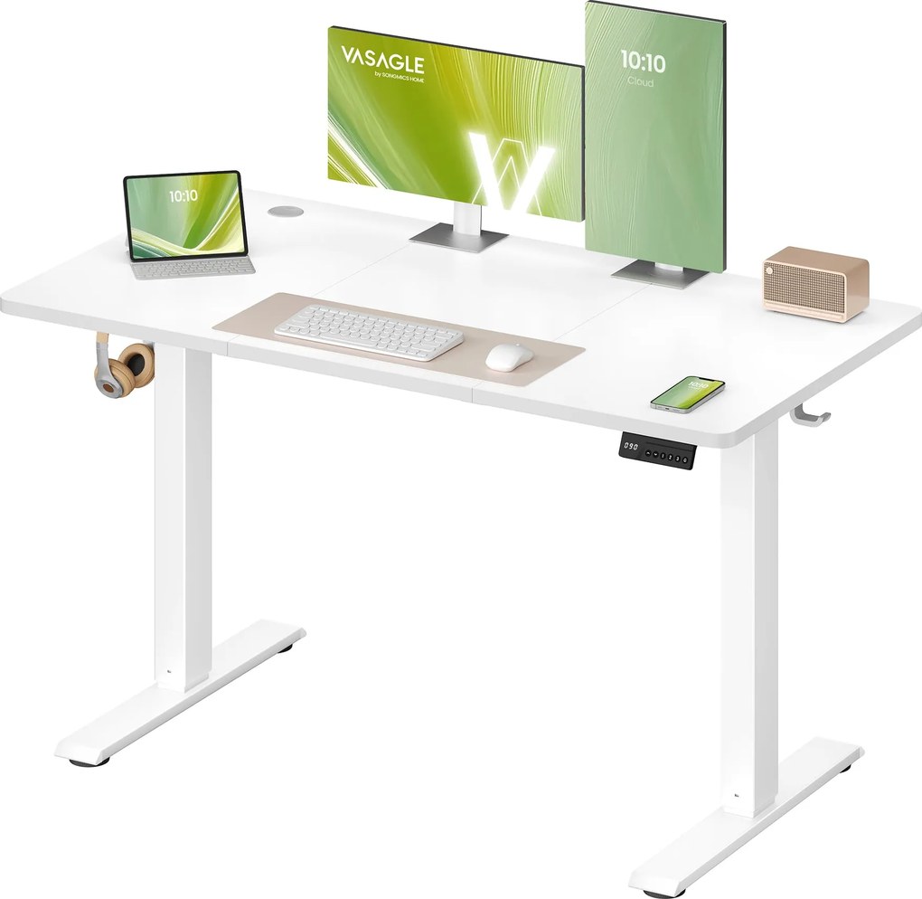 VASAGLE állítható magasságú elektromos íróasztal, 120 x 60 cm, fehér