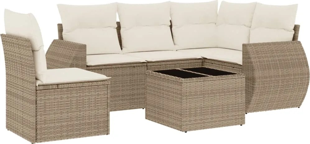 vidaXL 6 részes bézs polyrattan kerti ülőgarnitúra párnával