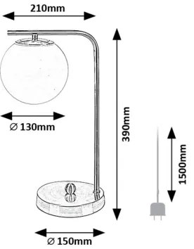 Rabalux 74203 - Asztali lámpa KIARA 1xE27/35W/230V
