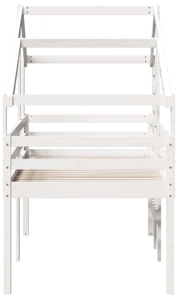 fehér tömör fenyőfa magasított ágy tetővel 90 x 200 cm