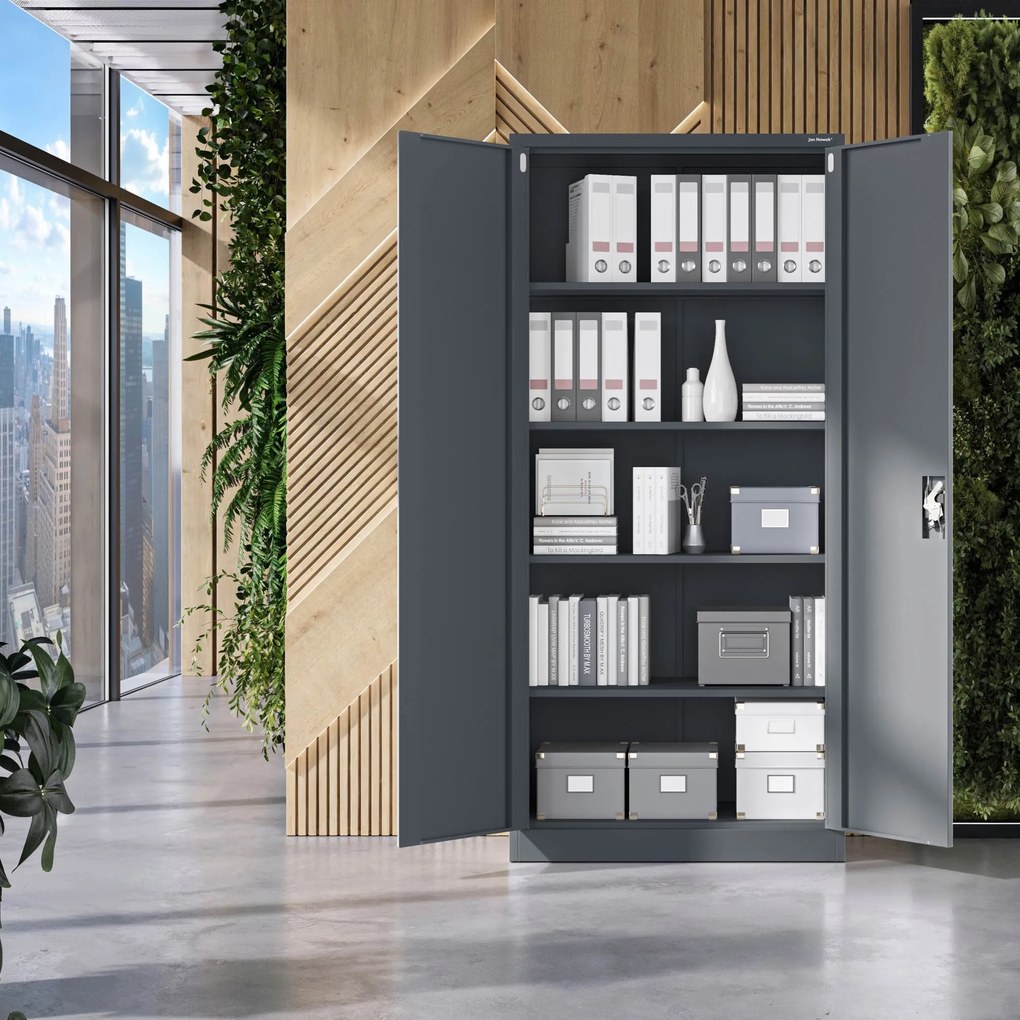 Fém iratszekrény JAN H, 900 x 1950 x 400 mm, antracit