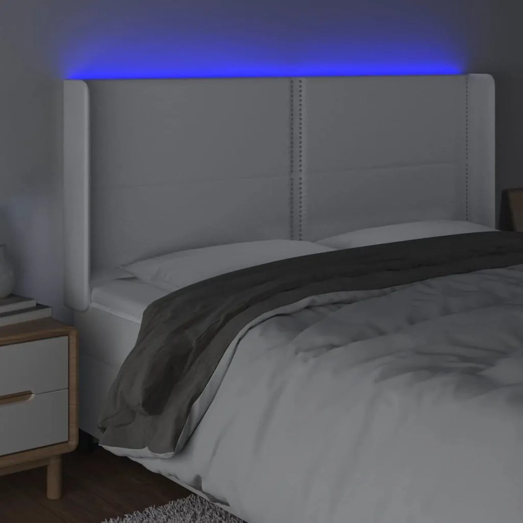 fehér műbőr LED-es fejtámla 163x16x118/128 cm