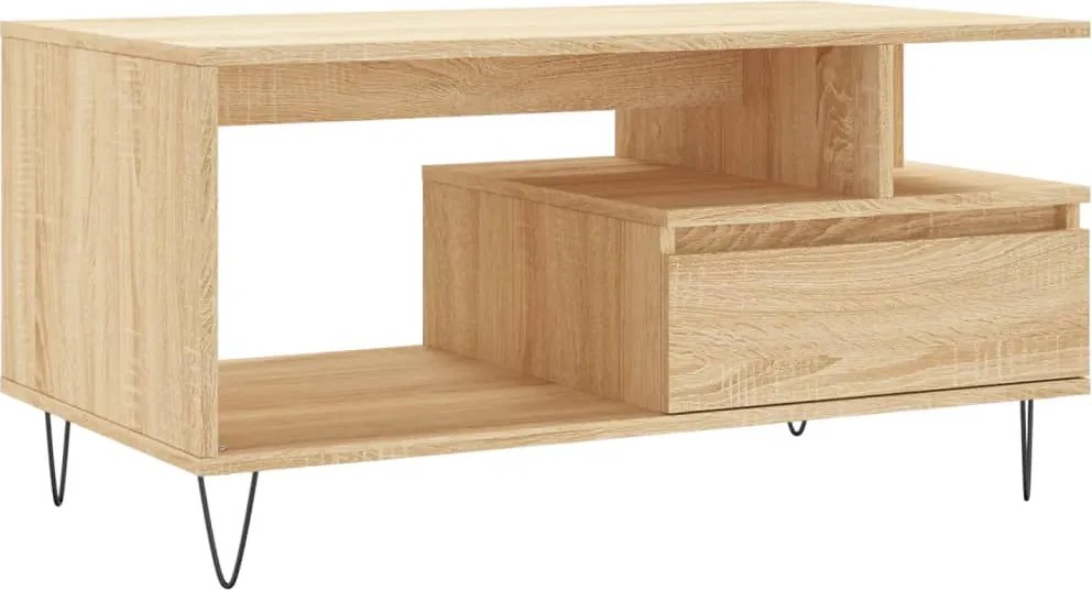 vidaXL sonoma tölgy színű szerelt fa dohányzóasztal 90x49x45 cm