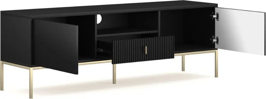 Komód 2 ajtóval és 1 fiókkal fekete színben arany fogantyúkkal – MAGGIORE MA01