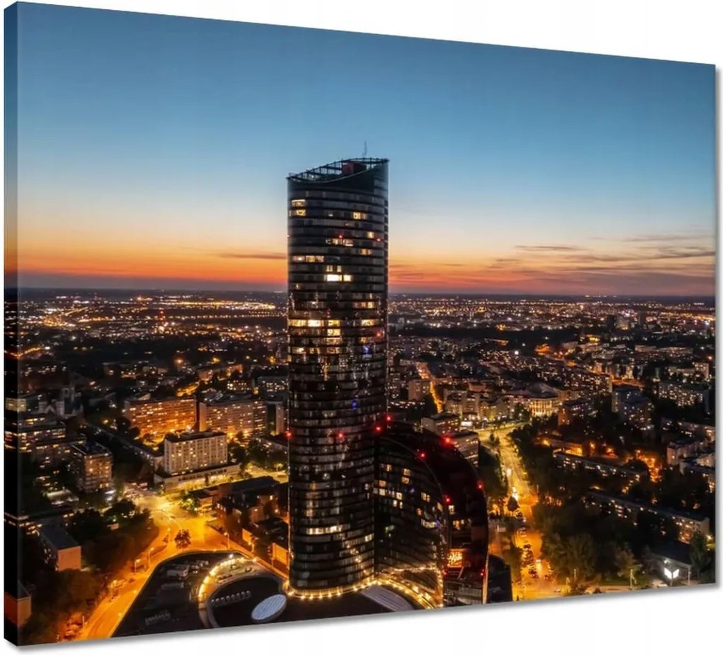 Vászonkép 50x40 Boroszló éjszakai panoráma