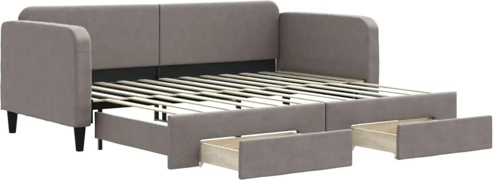 vidaXL tópszínű kihúzható szövet heverő fiókokkal 90 x 200 cm