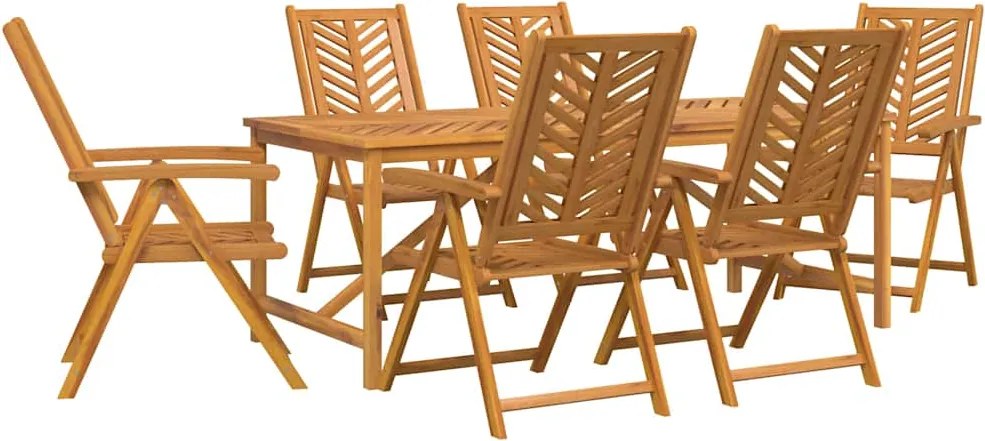 vidaXL Kert étkező szett 7 pcs Barna Tömör Akácfa