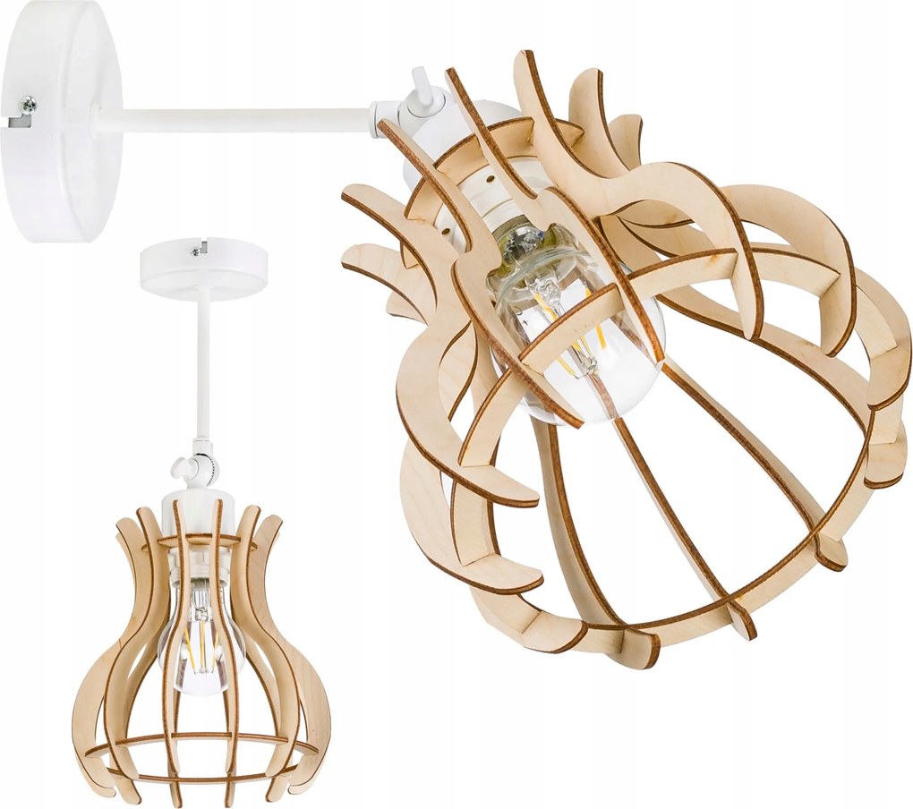 Fali lámpa E27 állítható Loft fa