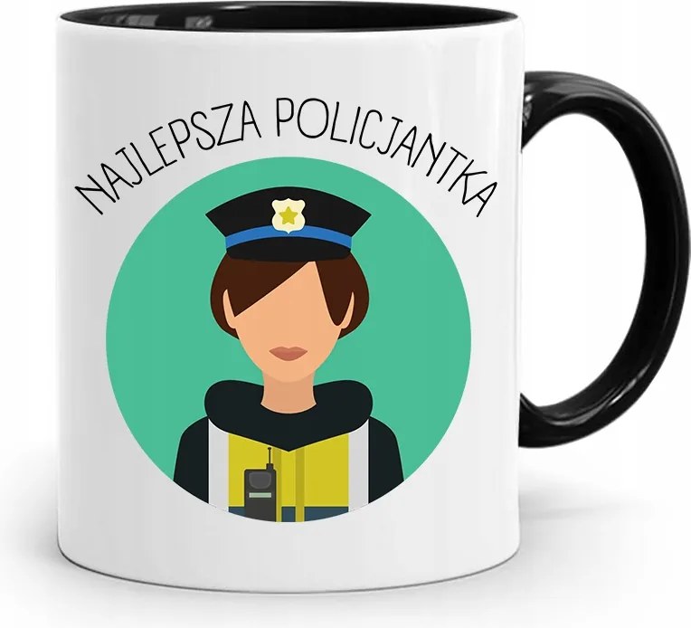 Fekete Bögre Ajándék A Legjobb Rendőrnőnek fényképes nyomtatással