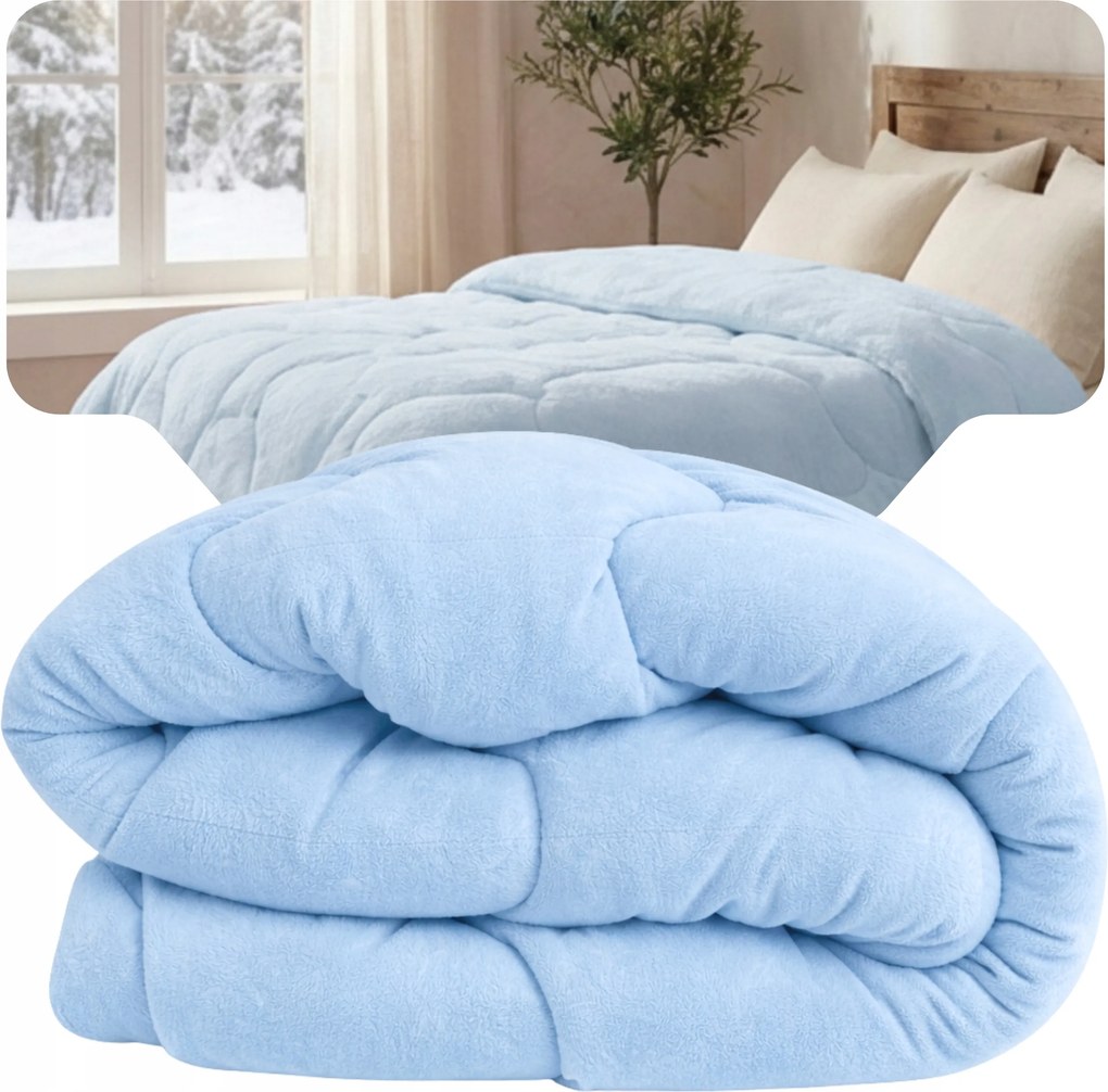 Téli Polár Paplan 200x220cm Kék Antiallergén Tömör Lengyel