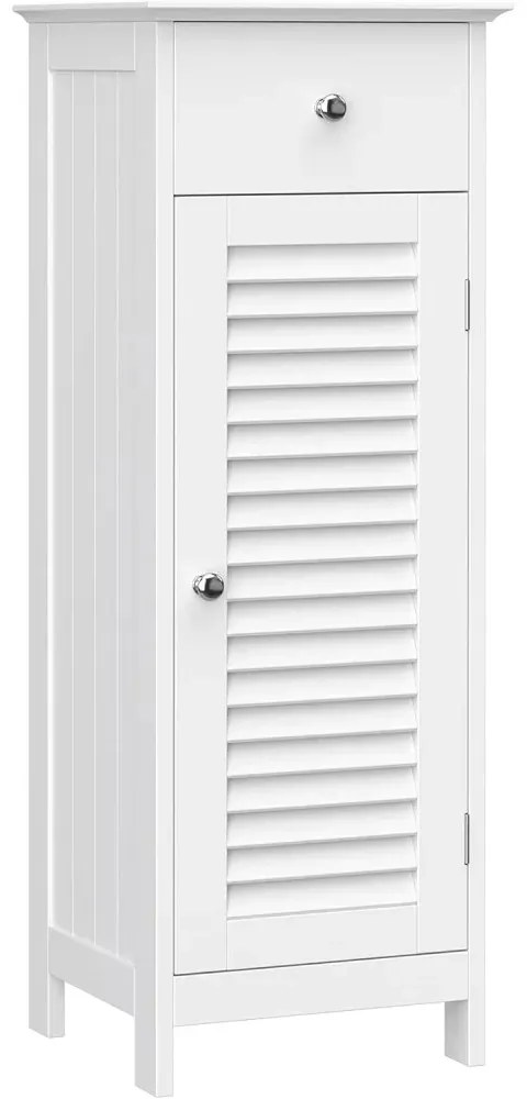 Fürdőszoba szekrény, ajtós, fiókos szekrény, fehér.