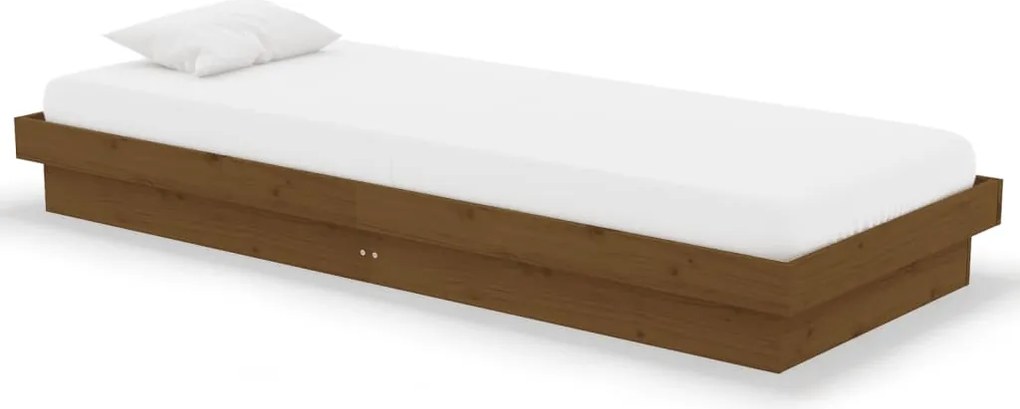 vidaXL Small Single mézbarna tömör fa ágykeret 75 x 190 cm
