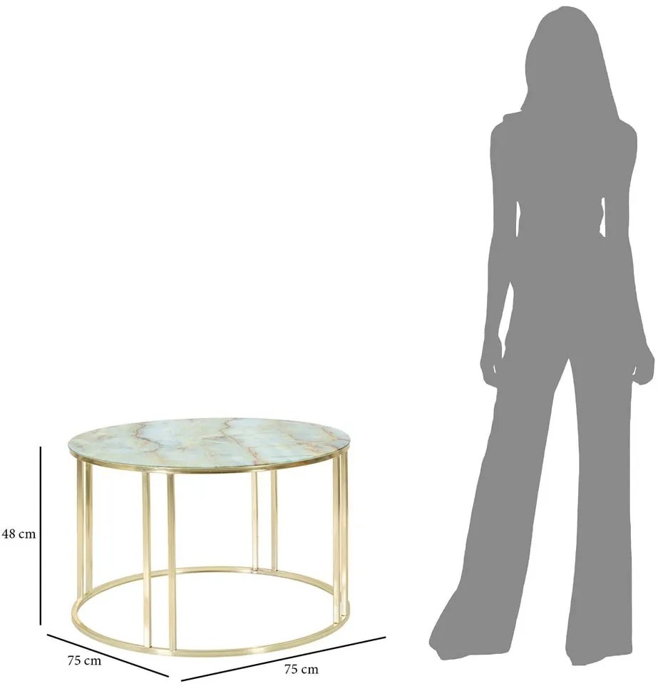 Sepa fehér és aranyszínű dohányzóasztal, ø 75 cm - Mauro Ferretti