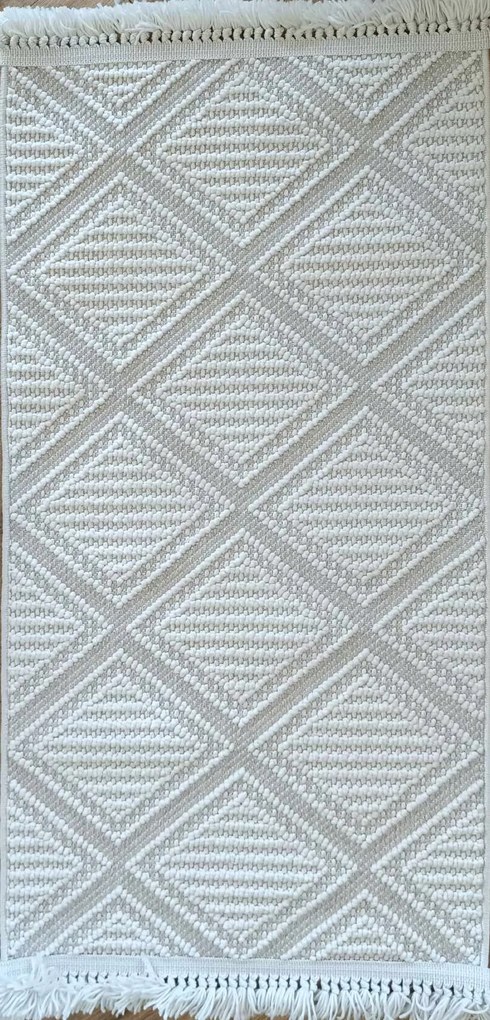 Hurok zsinóros szőnyeg 60x110cm , krémszínű külső-belső boho