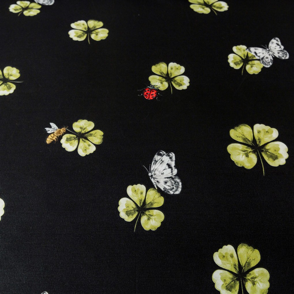 Mikroszálas ágyneműhuzat FOUR LEAF CLOVER fekete Ágyneműhuzat mérete: 70 x 90 cm | 140 x 200 cm