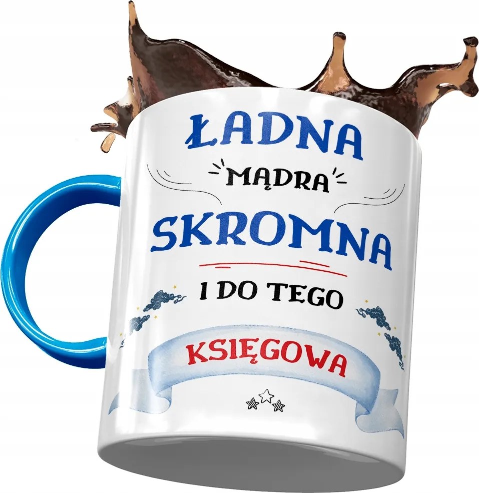 Kék Bögre Könyvelőnek Csinos Okos Szerény Nyomtatott Fotóval