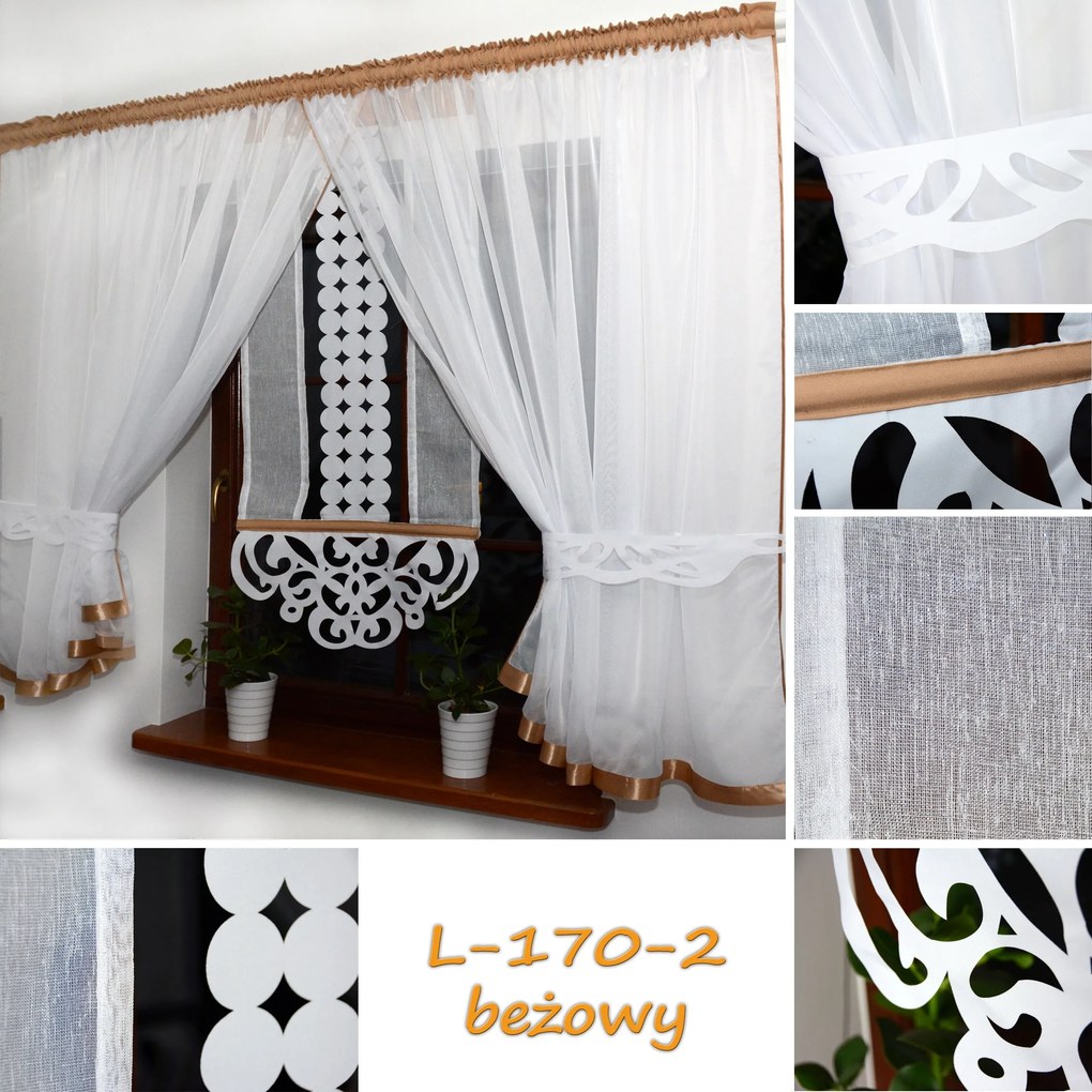 Függöny Szett Fátyol Panel Áttört Szalag Szett 400 x 155