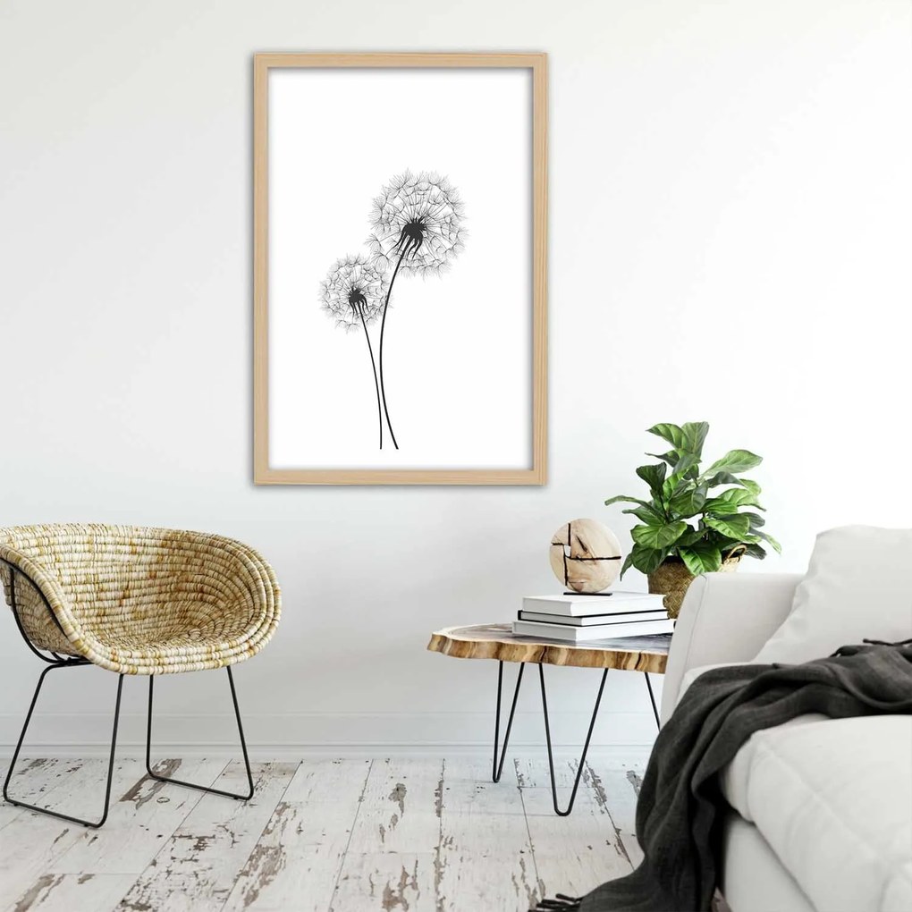 Gario Poszter Rajzolt két pitypang A keret színe: Természetes, Méret: 40 x 60 cm