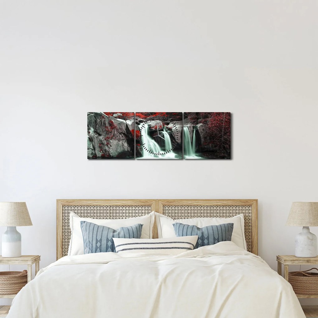 Kép - Vízesések (órával) (90x30 cm)