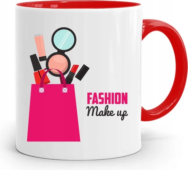 Piros Bögre Kozmetikusnak Fashion Make Up nyomott mintával