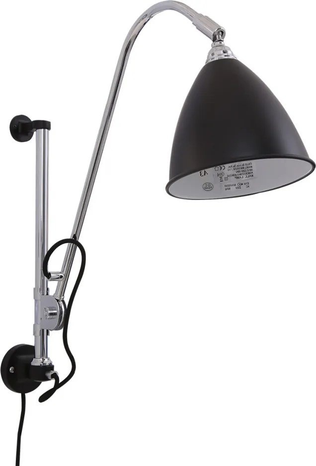 Italux EVATO MBE0024/1C-BLACK Fali lámpa 1x60W/E14 IP20