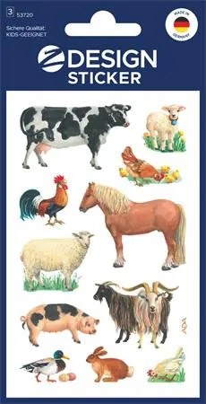Matrica, papír, 3 ív, 76x120 mm, AVERY ZWECKFORM, Z-Design No.53720, háziállatok (AY53720)