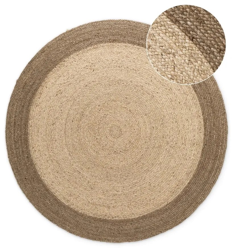 Szürkésbézs kétoldalas kézi szövésű kerek juta szőnyeg ø 200 cm Jutta Greige – Hanse Home