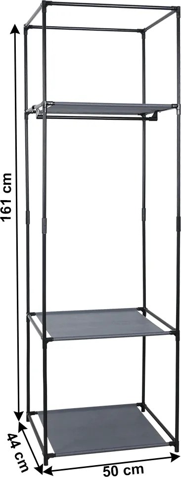 Polcállvány, fém/szövet, fekete, ALBUS