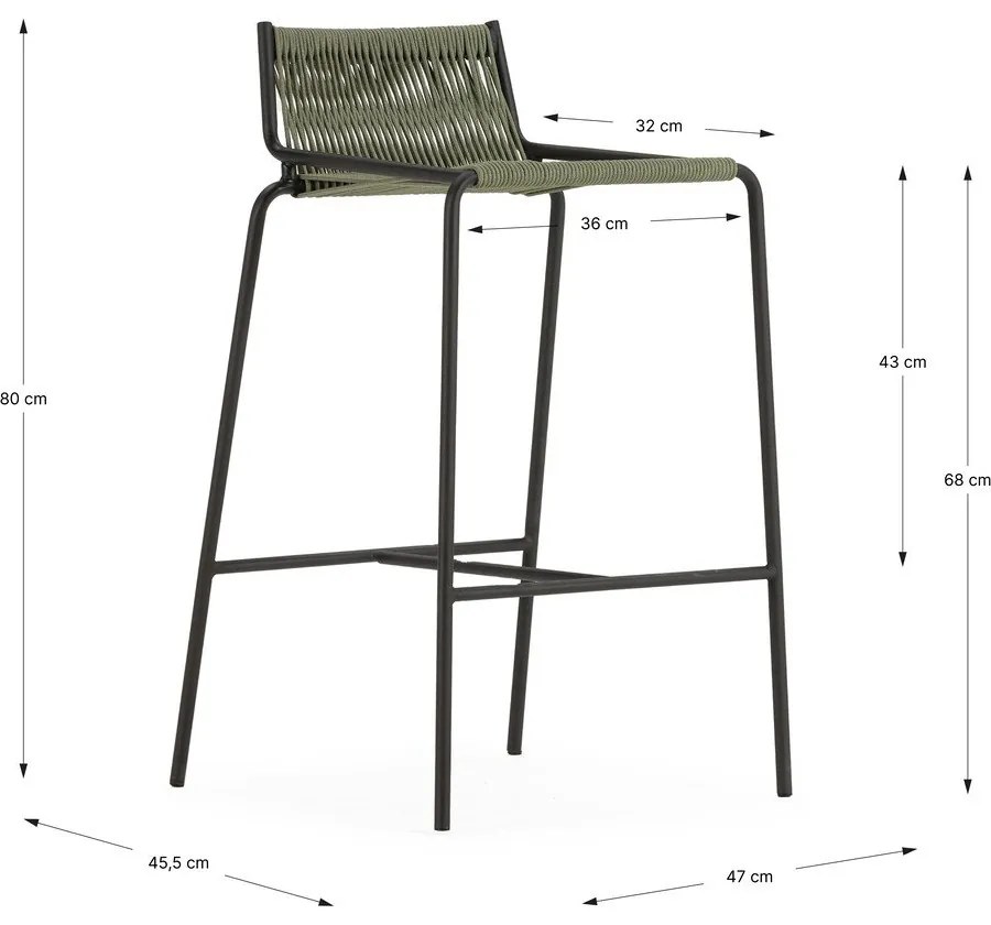 Zöld fém bárszék (ülésmagasság 65 cm) Emily – Marckeric