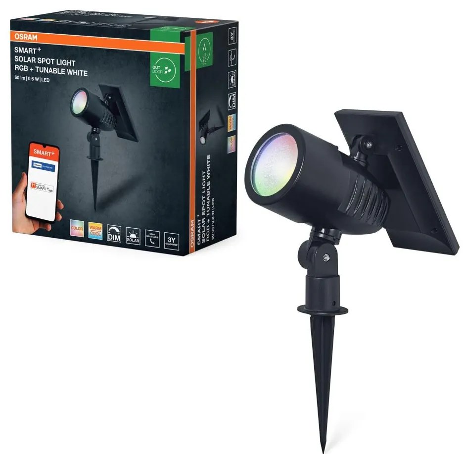 Osram - LED RGBW Fényerőszabályozható napelemes lámpa SMART+ SOLAR LED/0,6W/3,7V IP44 4099854474477