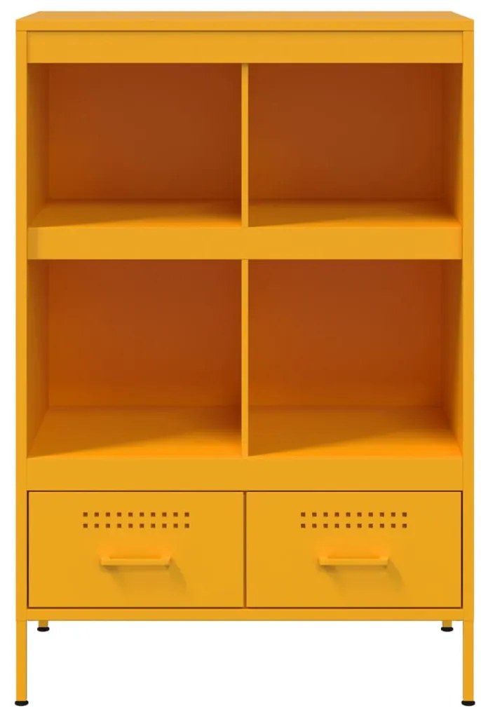 mustársárga acél tálalószekrény 68 x 39 x 101,5 cm