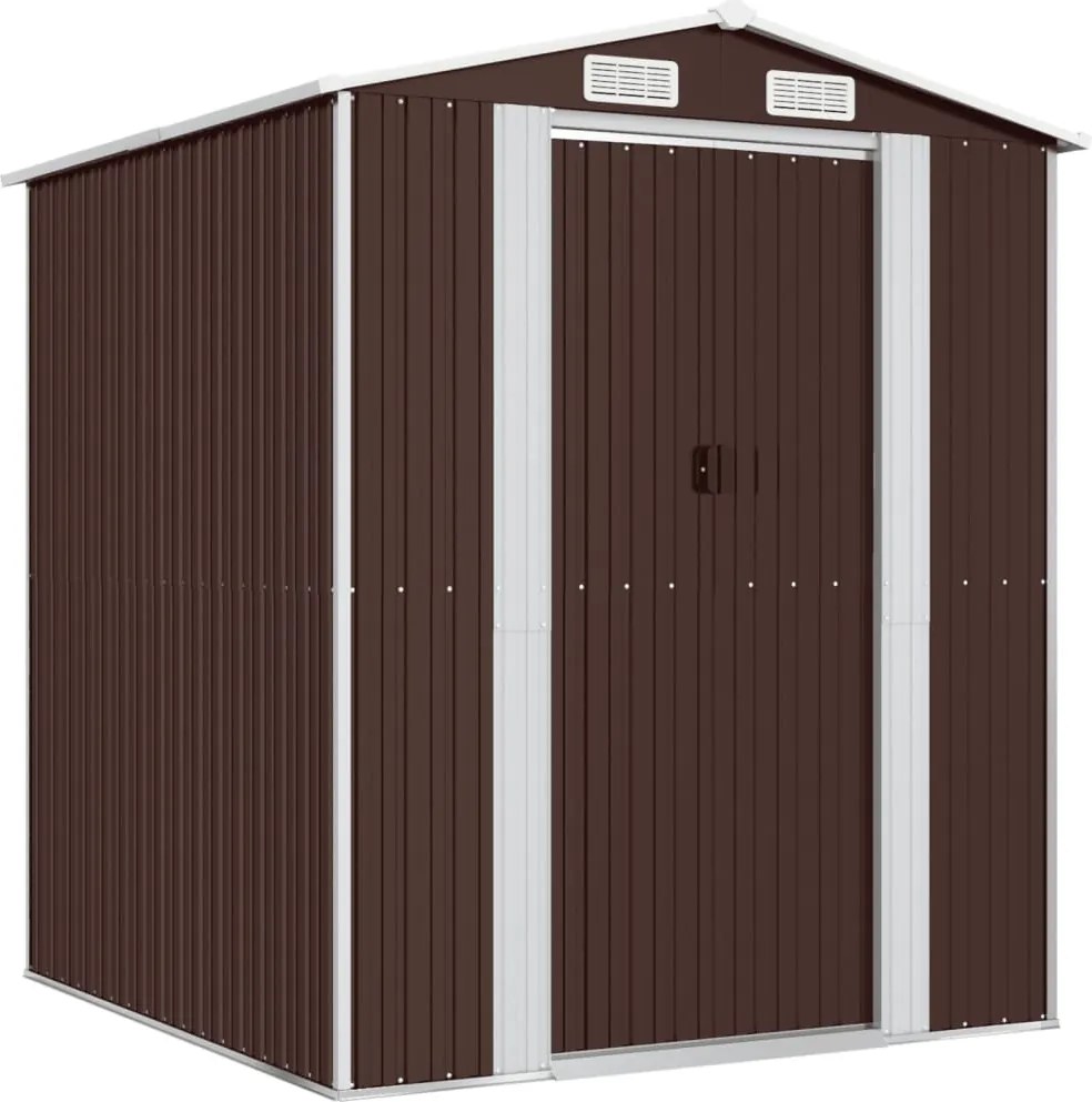vidaXL sötétbarna horganyzott acél kerti fészer 192 x 191 x 223 cm