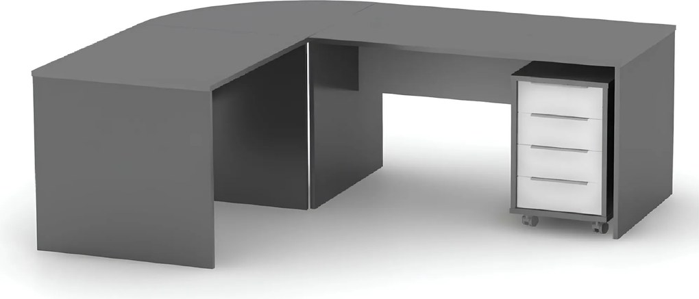 Íróasztal, grafit/féher, RIOMA NEW TYP 16