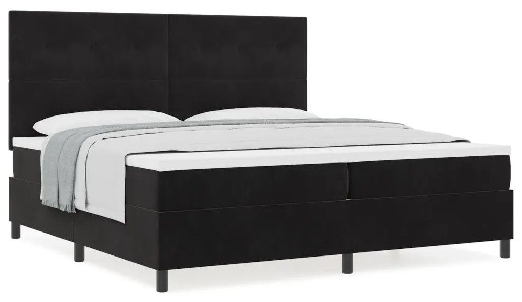 Boxspring Ágy Matrac nélkül Fekete 200x200 cm Bársony