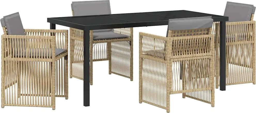 vidaXL Kert étkező szett 5 pcs Bézs Porszórt acél
