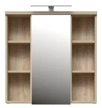 VENOM falra szerelhető fürdőszobaszekrény tükörrel, fehér/sonoma tölgy