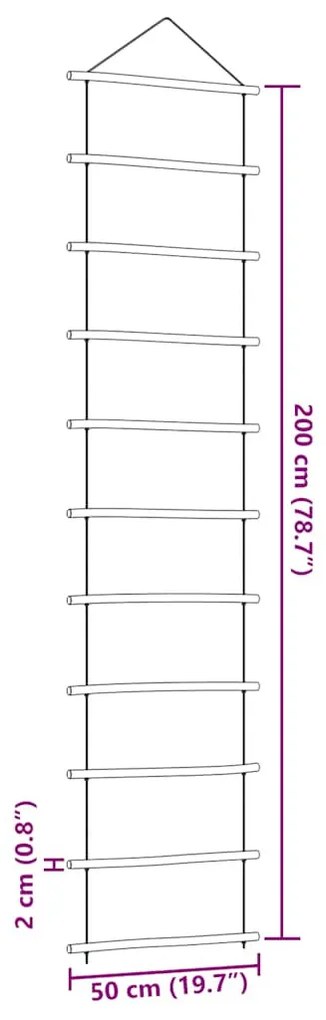 Fali dekorációs létra formájú 50x200 cm Természetes ág