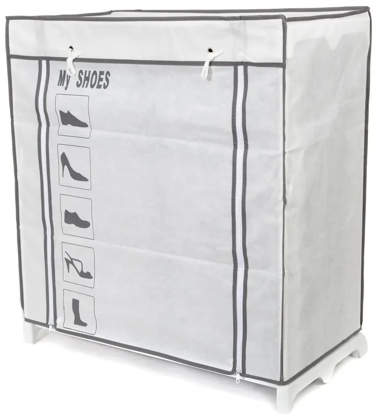 Shoes fekete-fehér textil cipőtartó állvány, 25 rekesz - Compactor