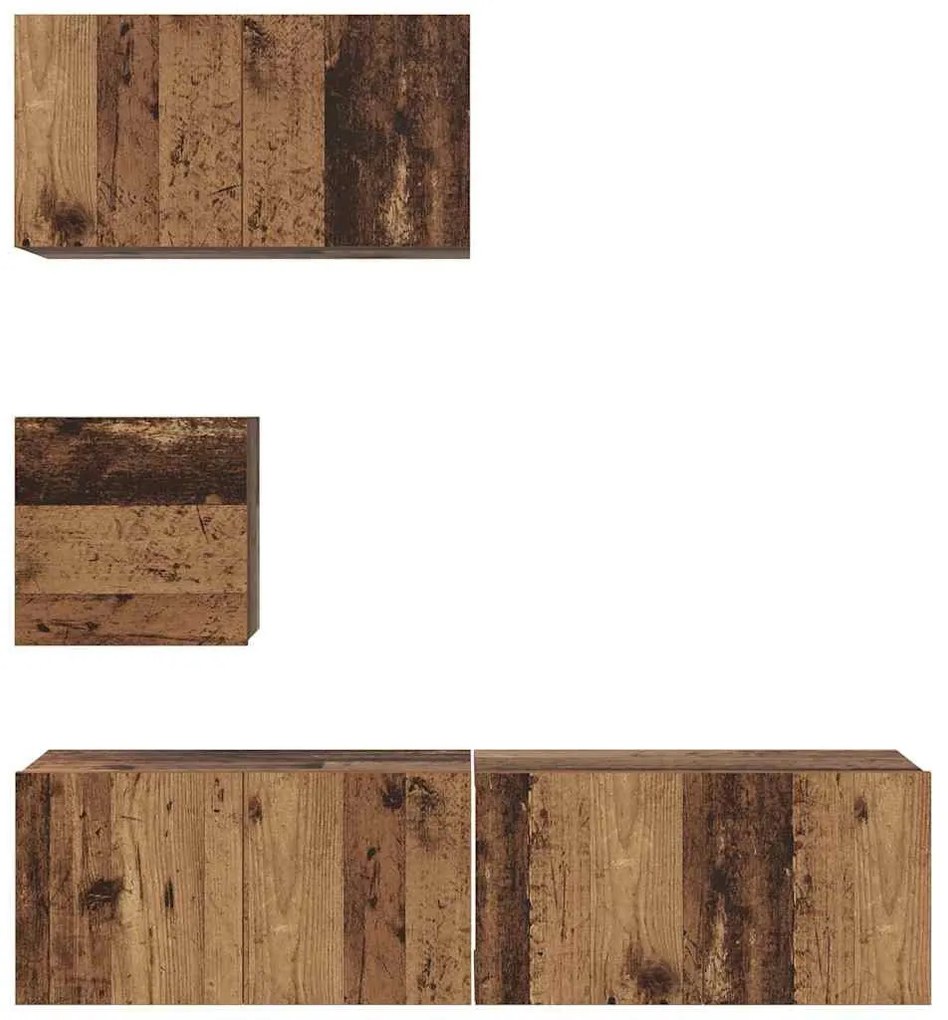 TV szekrény garnitúra 4 pcs Régi fa 60 x 30 x 30 cm Faanyag