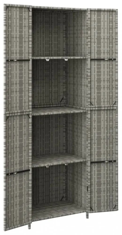 szürke polyrattan kerti tárolószekrény 59 x 40 x 180 cm