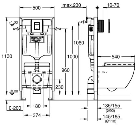 GROHE 39941000 - WC-készlet SOLIDO 1,13 m fényes króm