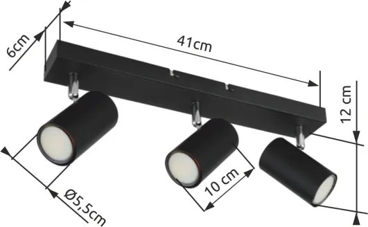 Globo 57911-3B - ROBBY 3xGU10/35W/230V fekete spotlámpa