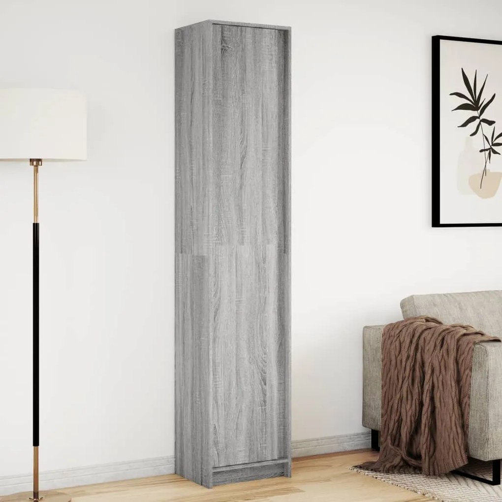 szürke sonoma szerelt fa LED-es magasszekrény 41,5x32,5x200 cm