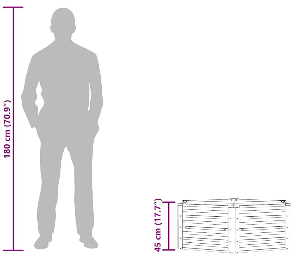 ezüstszínű horganyzott acél kerti magaságyás 129 x 45 cm